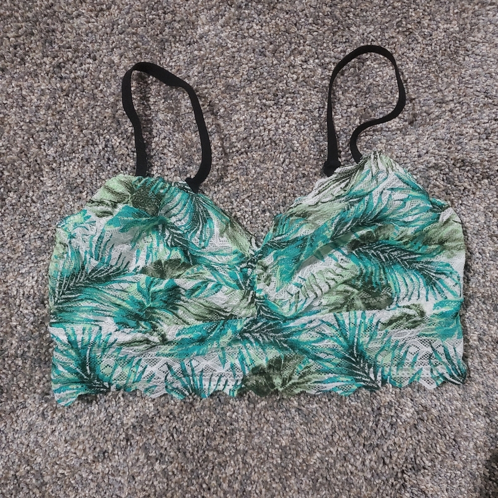 Victoria's Secret PINK Lace Bralette Tropical Pattern Size Medium